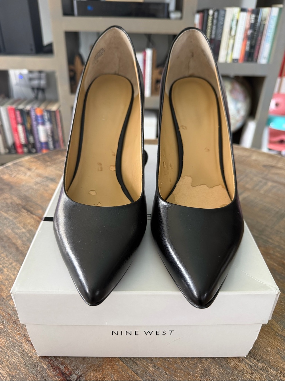 Nine West Black Pointed-Toe Leather High Heels